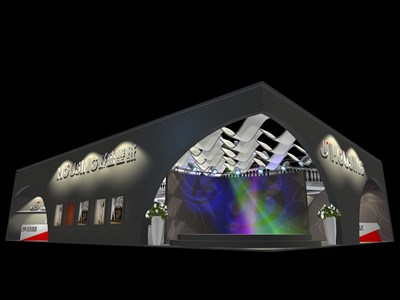315平米展臺設計制作：二面開口/現(xiàn)代/木質結構/灰色，為綜合展展商而作（免費使用）