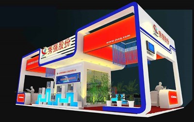 84平米展臺設計制作：四面開口/現(xiàn)代/木質(zhì)結構/彩色，為綜合展展商而作（免費使用）