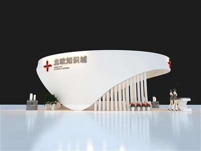 81平米展臺設計制作：二面開口/現(xiàn)代/桁架結構/白色，為房產(chǎn)展展商而作（免費使用）