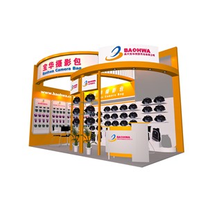 18平米展臺(tái)設(shè)計(jì)制作：二面開口/現(xiàn)代/木質(zhì)結(jié)構(gòu)/黃色，為綜合展展商而作（免費(fèi)使用）