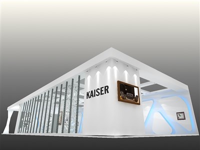 105平米展臺設(shè)計制作：三面開口/現(xiàn)代/型材結(jié)構(gòu)/白色，為家具展展商而作（免費(fèi)使用）
