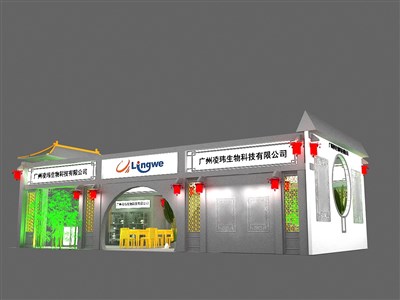 60平米展臺設計制作：三面開口/中式/木質結構/灰色，為家具展展商而作（免費使用）