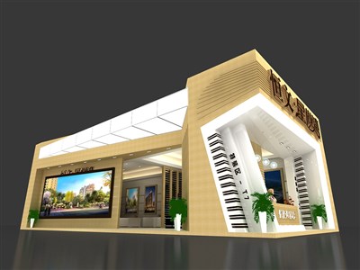 91平米展臺設(shè)計制作：二面開口/前衛(wèi)/型材結(jié)構(gòu)/咖啡色，為家具展展商而作（免費使用）
