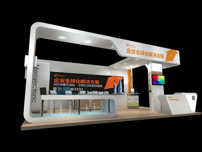 72平米展臺設(shè)計(jì)制作：三面開口/現(xiàn)代/木質(zhì)結(jié)構(gòu)/白色，為房產(chǎn)展展商而作（免費(fèi)使用）