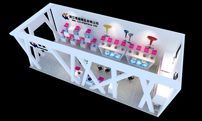 36平米展臺(tái)設(shè)計(jì)制作：二面開口/現(xiàn)代/型材結(jié)構(gòu)/白色，為家具展展商而作（免費(fèi)使用）