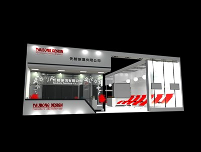 49平米展臺設計制作：二面開口/現(xiàn)代/型材結(jié)構/灰色，為家具展展商而作（免費使用）