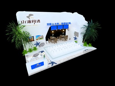 54平米展臺設(shè)計制作：四面開口/現(xiàn)代/木質(zhì)結(jié)構(gòu)/白色，為房產(chǎn)展展商而作（免費使用）