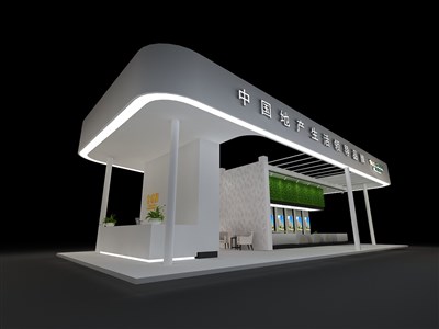 85平米展臺(tái)設(shè)計(jì)制作：四面開口/前衛(wèi)/型材結(jié)構(gòu)/灰色，為房產(chǎn)展展商而作（免費(fèi)使用）