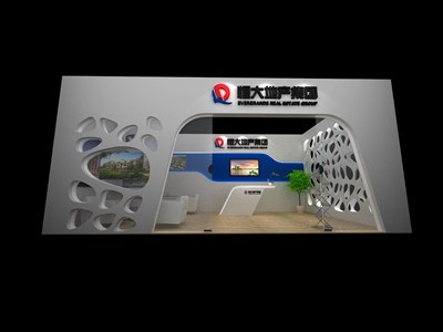49平米展臺(tái)設(shè)計(jì)制作：一面開口/前衛(wèi)/木質(zhì)結(jié)構(gòu)/白色，為房產(chǎn)展展商而作（免費(fèi)使用）