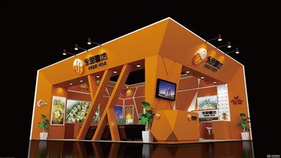 72平米展臺(tái)設(shè)計(jì)制作：二面開口/現(xiàn)代/木質(zhì)結(jié)構(gòu)/咖啡色，為房產(chǎn)展展商而作（免費(fèi)使用）