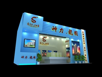 36平米展臺(tái)設(shè)計(jì)制作：一面開口/現(xiàn)代/木質(zhì)結(jié)構(gòu)/藍(lán)色，為家具展展商而作（免費(fèi)使用）