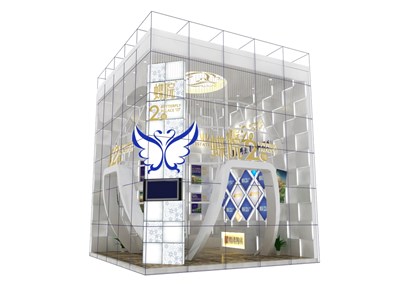 56平米展臺設計制作：一面開口/前衛(wèi)/型材結(jié)構(gòu)/白色，為房產(chǎn)展展商而作（免費使用）