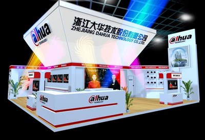 100平米展臺設(shè)計制作：二面開口/現(xiàn)代/型材結(jié)構(gòu)/白色，為電子展展商而作（免費使用）