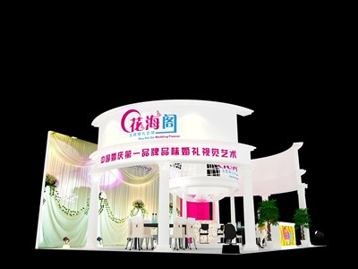 99平米展臺設計制作：三面開口/歐式/木質結構/白色，為房產展展商而作（免費使用）