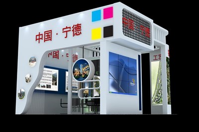 25平米展臺設(shè)計(jì)制作：三面開口/現(xiàn)代/木質(zhì)結(jié)構(gòu)/彩色，為房產(chǎn)展展商而作（免費(fèi)使用）