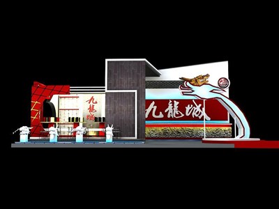 84平米展臺(tái)設(shè)計(jì)制作：三面開(kāi)口/現(xiàn)代/型材結(jié)構(gòu)/彩色，為房產(chǎn)展展商而作（免費(fèi)使用）