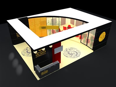 88平米展臺設計制作：二面開口/前衛(wèi)/型材結構/彩色，為房產(chǎn)展展商而作（免費使用）