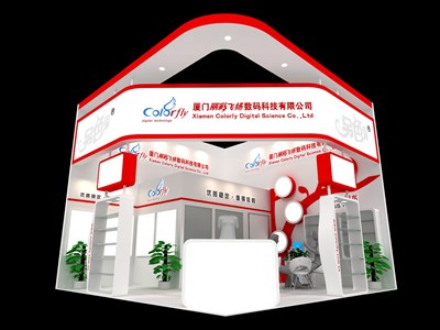 36平米展臺設計制作：二面開口/現(xiàn)代/型材結構/白色，為電子展展商而作（免費使用）