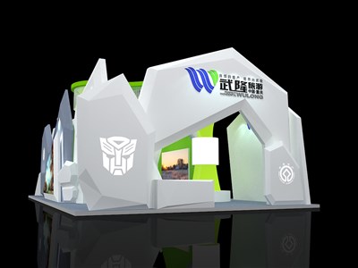 144平米展臺設計制作：三面開口/現代/木質結構/白色，為旅游展展商而作（免費使用）
