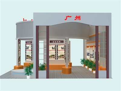 135平米展臺設(shè)計(jì)制作：三面開口/現(xiàn)代/型材結(jié)構(gòu)/灰色，為旅游展展商而作（免費(fèi)使用）