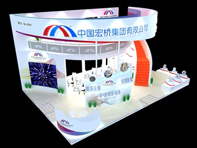 96平米展臺設計制作：三面開口/現代/木質結構/白色，為建材展展商而作（免費使用）