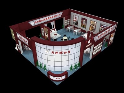 180平米展臺(tái)設(shè)計(jì)制作：四面開口/現(xiàn)代/木質(zhì)結(jié)構(gòu)/紅色，為建材展展商而作（免費(fèi)使用）