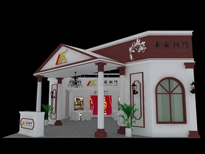 120平米展臺(tái)設(shè)計(jì)制作：二面開口/現(xiàn)代/木質(zhì)結(jié)構(gòu)/咖啡色，為建材展展商而作（免費(fèi)使用）