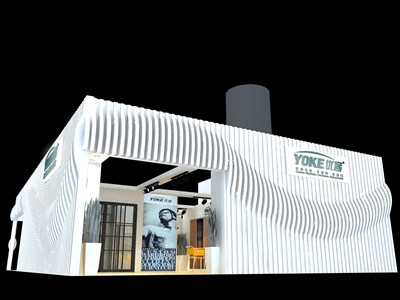 216平米展臺設(shè)計(jì)制作：二面開口/現(xiàn)代/木質(zhì)結(jié)構(gòu)/白色，為建材展展商而作（免費(fèi)使用）