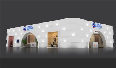 360平米展臺(tái)設(shè)計(jì)制作：二面開口/現(xiàn)代/木質(zhì)結(jié)構(gòu)/米色，為建材展展商而作（免費(fèi)使用）