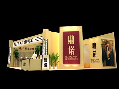 168平米展臺設(shè)計制作：二面開口/現(xiàn)代/木質(zhì)結(jié)構(gòu)/米色，為建材展展商而作（免費使用）