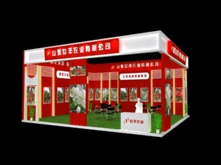 90平米展臺(tái)設(shè)計(jì)制作：二面開口/現(xiàn)代/木質(zhì)結(jié)構(gòu)/紅色，為綜合展展商而作（免費(fèi)使用）
