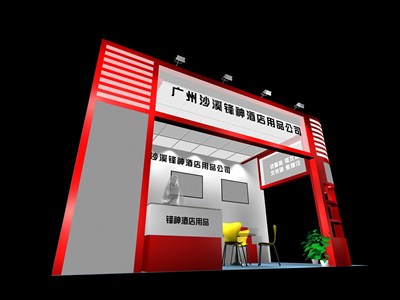 18平米展臺(tái)設(shè)計(jì)制作：二面開(kāi)口/現(xiàn)代/木質(zhì)結(jié)構(gòu)/紅色，為綜合展展商而作（免費(fèi)使用）