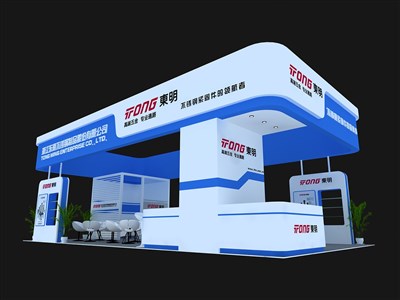 72平米展臺設(shè)計制作：四面開口/現(xiàn)代/木質(zhì)結(jié)構(gòu)/藍(lán)色，為建材展展商而作（免費(fèi)使用）