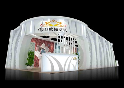 96平米展臺設(shè)計制作：三面開口/現(xiàn)代/木質(zhì)結(jié)構(gòu)/白色，為建材展展商而作（免費使用）