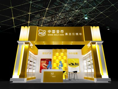 35平米展臺(tái)設(shè)計(jì)制作：一面開(kāi)口/現(xiàn)代/木質(zhì)結(jié)構(gòu)/黃色，為綜合展展商而作（免費(fèi)使用）