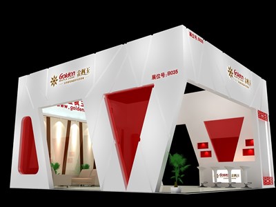 56平米展臺(tái)設(shè)計(jì)制作：三面開口/現(xiàn)代/木質(zhì)結(jié)構(gòu)/白色，為建材展展商而作（免費(fèi)使用）