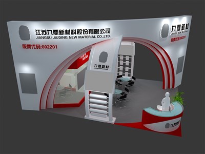 48平米展臺設(shè)計制作：三面開口/現(xiàn)代/木質(zhì)結(jié)構(gòu)/白色，為建材展展商而作（免費使用）