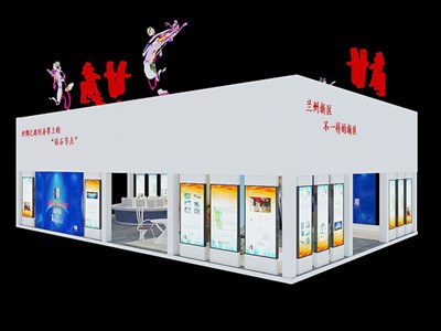 216平米展臺設計制作：四面開口/現代/木質結構/白色，為成就招商展展商而作（免費使用）
