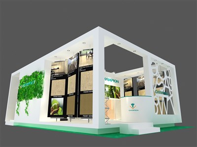 54平米展臺設(shè)計制作：二面開口/現(xiàn)代/木質(zhì)結(jié)構(gòu)/白色，為建材展展商而作（免費(fèi)使用）