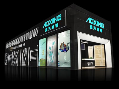 120平米展臺設計制作：一面開口/現(xiàn)代/木質結構/黑色，為建材展展商而作（免費使用）
