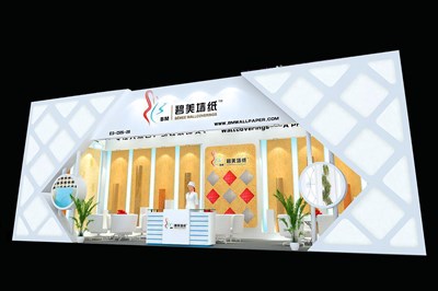 50.4平米展臺(tái)設(shè)計(jì)制作：一面開(kāi)口/現(xiàn)代/木質(zhì)結(jié)構(gòu)/白色，為建材展展商而作（免費(fèi)使用）