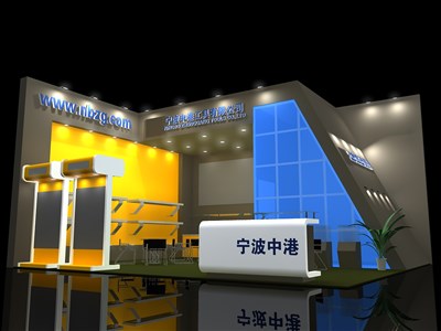 42平米展臺設(shè)計制作：二面開口/現(xiàn)代/木質(zhì)結(jié)構(gòu)/灰色，為建材展展商而作（免費(fèi)使用）
