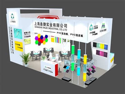 54平米展臺(tái)設(shè)計(jì)制作：三面開口/現(xiàn)代/木質(zhì)結(jié)構(gòu)/白色，為建材展展商而作（免費(fèi)使用）
