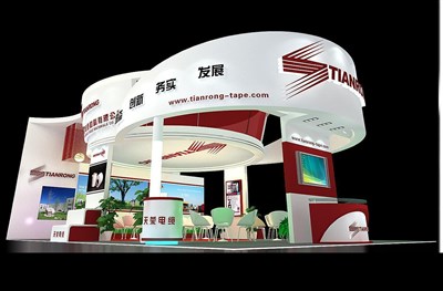 96平米展臺設(shè)計(jì)制作：三面開口/現(xiàn)代/木質(zhì)結(jié)構(gòu)/白色，為建材展展商而作（免費(fèi)使用）