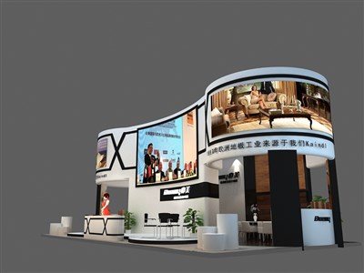 72平米展臺設(shè)計制作：三面開口/現(xiàn)代/木質(zhì)結(jié)構(gòu)/白色，為建材展展商而作（免費(fèi)使用）