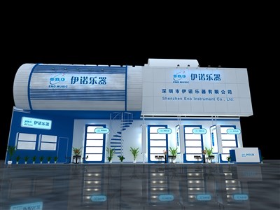 48平米展臺設(shè)計制作：二面開口/現(xiàn)代/木質(zhì)結(jié)構(gòu)/藍(lán)色，為建材展展商而作（免費使用）
