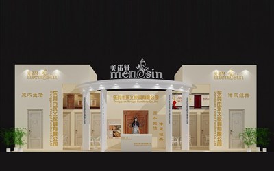 58.5平米展臺設(shè)計制作：一面開口/歐式/木質(zhì)結(jié)構(gòu)/白色，為建材展展商而作（免費(fèi)使用）