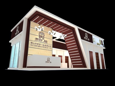 72平米展臺設(shè)計(jì)制作：二面開口/現(xiàn)代/木質(zhì)結(jié)構(gòu)/白色，為建材展展商而作（免費(fèi)使用）