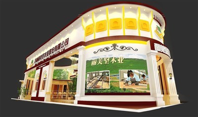 200平米展臺設(shè)計(jì)制作：三面開口/現(xiàn)代/木質(zhì)結(jié)構(gòu)/咖啡色，為建材展展商而作（免費(fèi)使用）