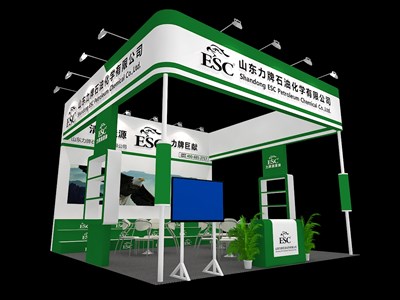 36平米展臺設(shè)計制作：三面開口/現(xiàn)代/木質(zhì)結(jié)構(gòu)/綠色，為能源展展商而作（免費使用）